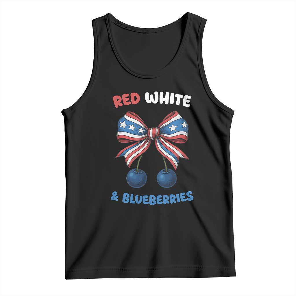 Red White and Blueberries Tank Top Retro Coquette Bow Vintage American Flag TS02 Black Print Your Wear