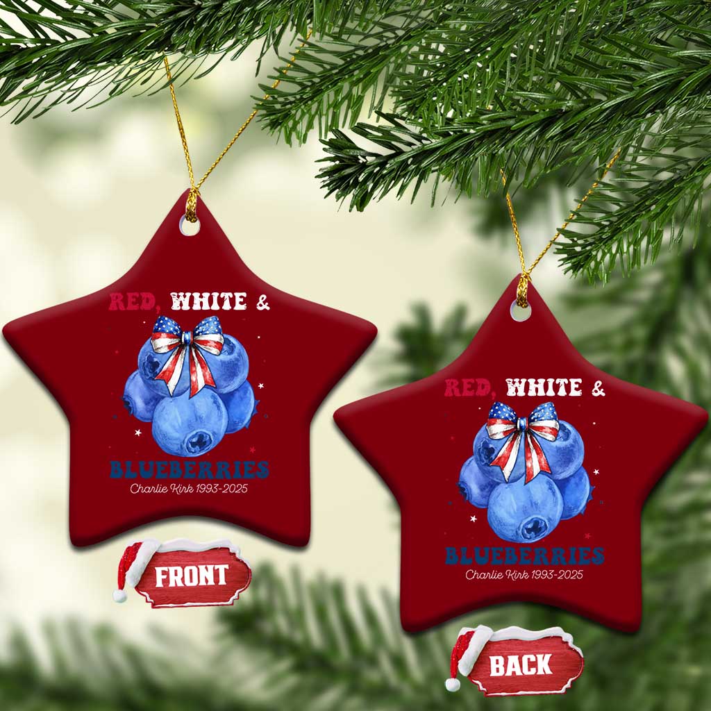 Red White and Blueberries Ceramic Ornament Charlie Kirk Tribute 1993 2025 Memorial TS02 Print Your Wear