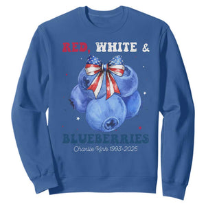 Red White and Blueberries Sweatshirt Charlie Kirk Tribute 1993 2025 Memorial TS02 Royal Blue Print Your Wear
