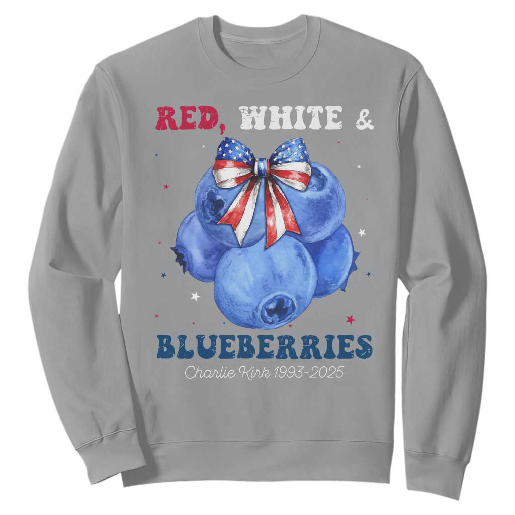 Red White and Blueberries Sweatshirt Charlie Kirk Tribute 1993 2025 Memorial TS02 Sport Gray Print Your Wear