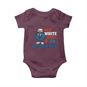 Red White and Blueberries Baby Onesie Patriotic Fruit Cartoon Graphic TS02 Maroon Print Your Wear