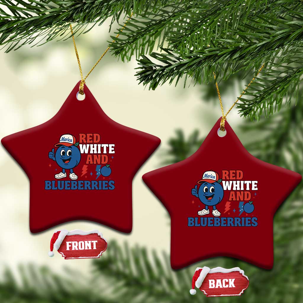 Red White and Blueberries Ceramic Ornament Patriotic Fruit Cartoon Graphic TS02 Print Your Wear