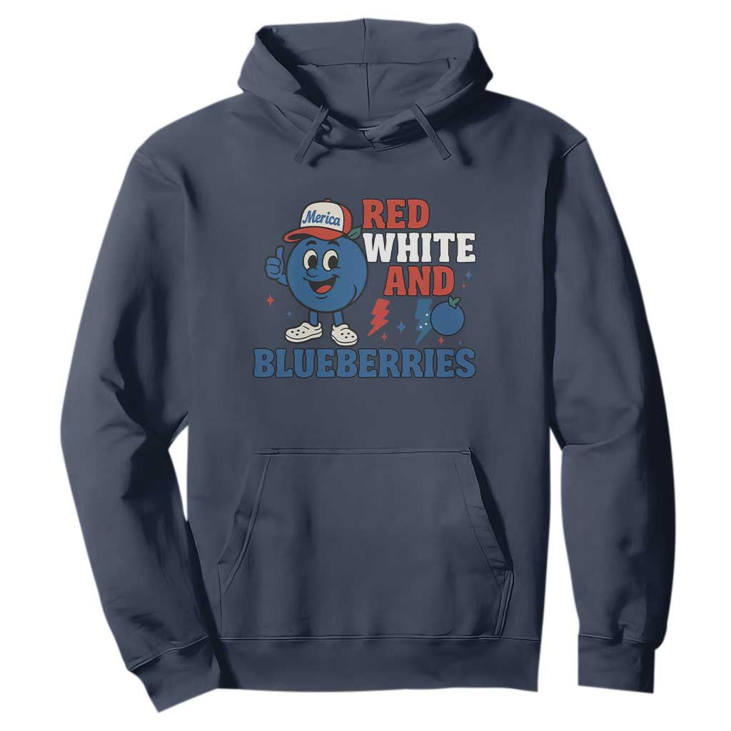 Red White and Blueberries Hoodie Patriotic Fruit Cartoon Graphic TS02 Navy Print Your Wear