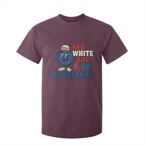 Red White and Blueberries T Shirt For Kid Patriotic Fruit Cartoon Graphic TS02 Maroon Print Your Wear