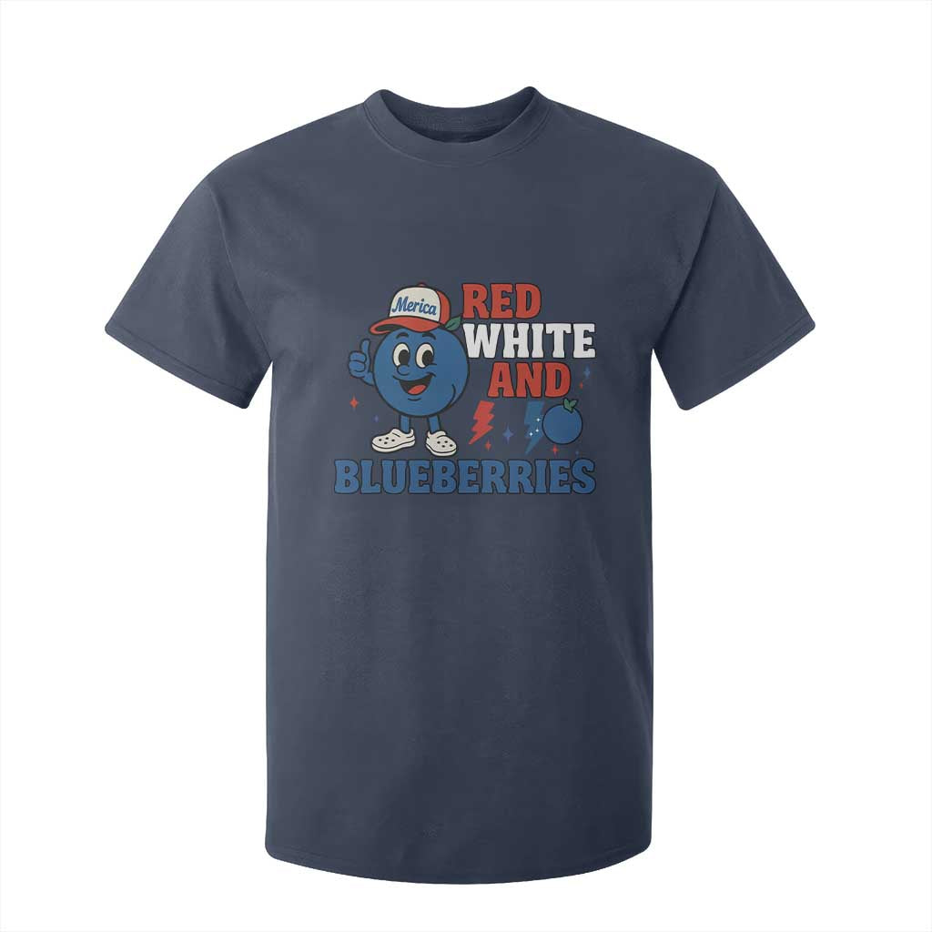 Red White and Blueberries T Shirt For Kid Patriotic Fruit Cartoon Graphic TS02 Navy Print Your Wear