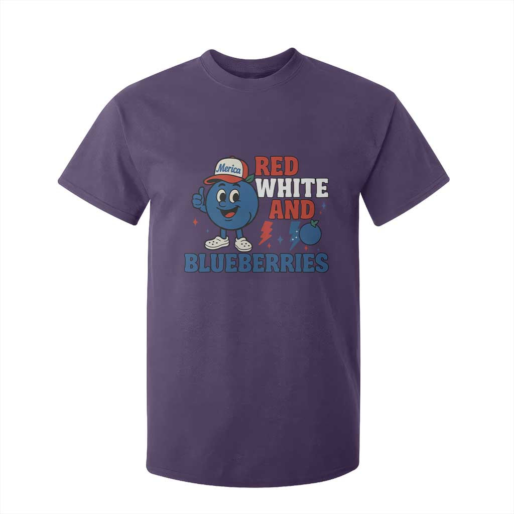Red White and Blueberries T Shirt For Kid Patriotic Fruit Cartoon Graphic TS02 Purple Print Your Wear
