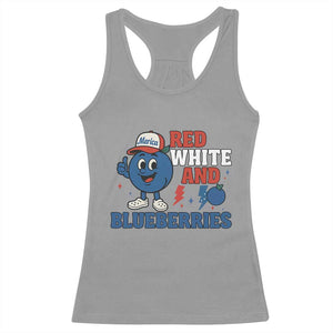 Red White and Blueberries Racerback Tank Top Patriotic Fruit Cartoon Graphic TS02 Sport Gray Print Your Wear