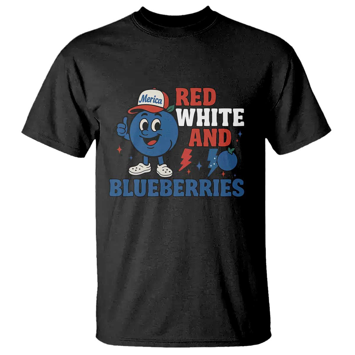 Red White and Blueberries T Shirt Patriotic Fruit Cartoon Graphic TS02 Black Print Your Wear