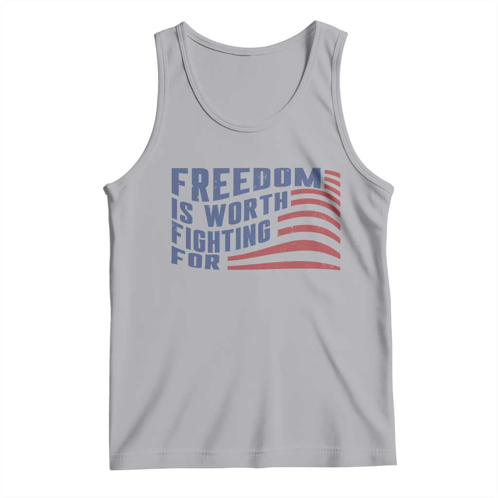 Freedom Is Worth Fighting For Tank Top USA Flag America True Patriot TS02 Athletic Heather Print Your Wear