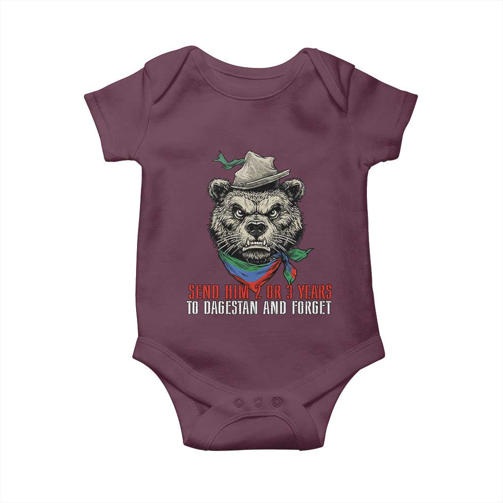 Dagestan Bear MMA Fighter Discipline Baby Onesie Send Him 2 3 Years and Forget TS02 Maroon Print Your Wear