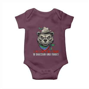 Dagestan Bear MMA Fighter Discipline Baby Onesie Send Him 2 3 Years and Forget TS02 Maroon Print Your Wear