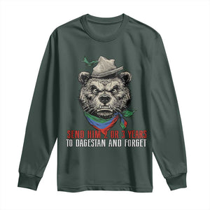 Dagestan Bear MMA Fighter Discipline Long Sleeve Shirt Send Him 2 3 Years and Forget TS02 Dark Forest Green Print Your Wear
