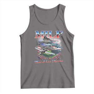MILF Man I Love Flyovers Meme Tank Top for Aviation Buffs Patriotic Meme Lords TS02 Deep Heather Print Your Wear