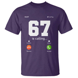 67 Is Calling Meme T Shirt Funny Six Seven Phone Call Screen TS02 Purple Print Your Wear