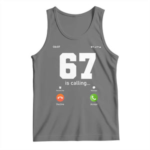67 Is Calling Meme Tank Top Funny Six Seven Phone Call Screen TS02 Black Heather Print Your Wear