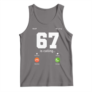 67 Is Calling Meme Tank Top Funny Six Seven Phone Call Screen TS02 Deep Heather Print Your Wear
