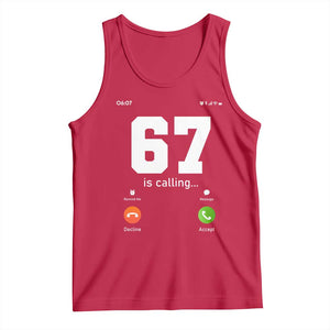 67 Is Calling Meme Tank Top Funny Six Seven Phone Call Screen TS02 Red Print Your Wear