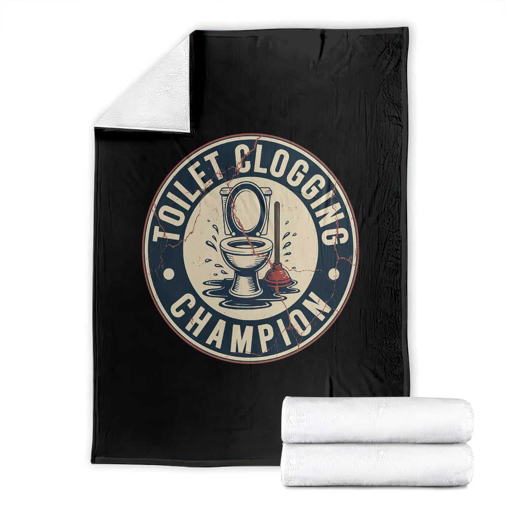 Funny Toilet Clogging Champion Badge Meme Throw Blanket for Poop Legends Gut Bomb Gladiators TS02 Black Print Your Wear