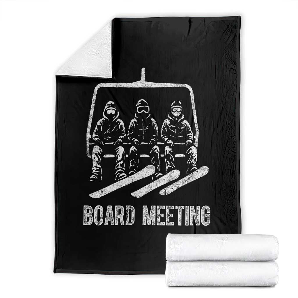Funny Snowboarding Board Meeting Throw Blanket Chairlift Snowboarders Powder Junkies TS02 Black Print Your Wear