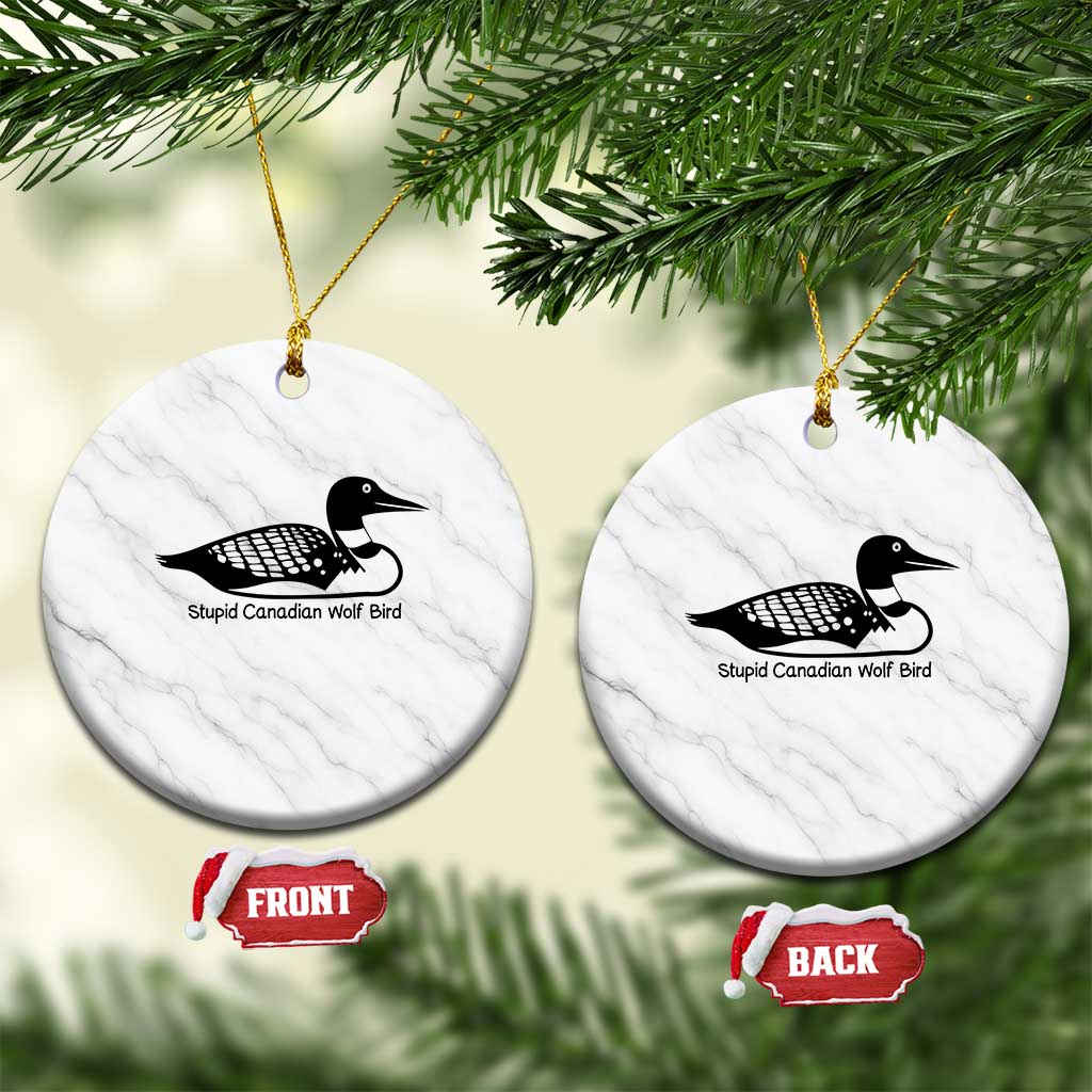 Stupid Canadian Wolf Bird Ceramic Ornament Funny Common Loon Meme Dry Humor TS02 1pc White Marble Print Your Wear