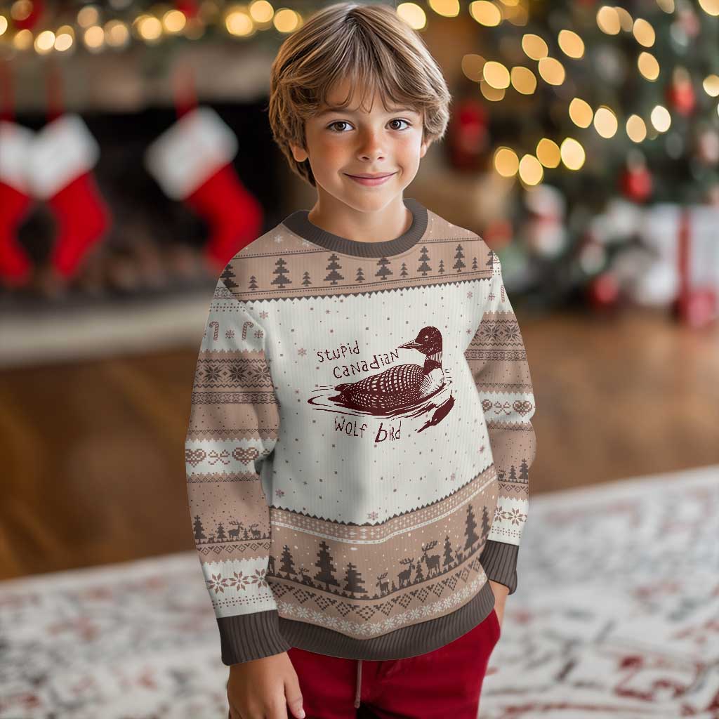 Stupid Canadian Wolf Bird Common Loon Ugly Christmas Sweater Funny Absurd Bird Meme Humor TS02 Mocha Mousse Print Your Wear