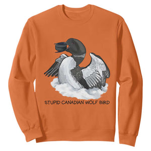 Funny Stupid Canadian Wolf Bird Sweatshirt Common Loon with Hockey Puck Bird Meme TS02 Orange Print Your Wear