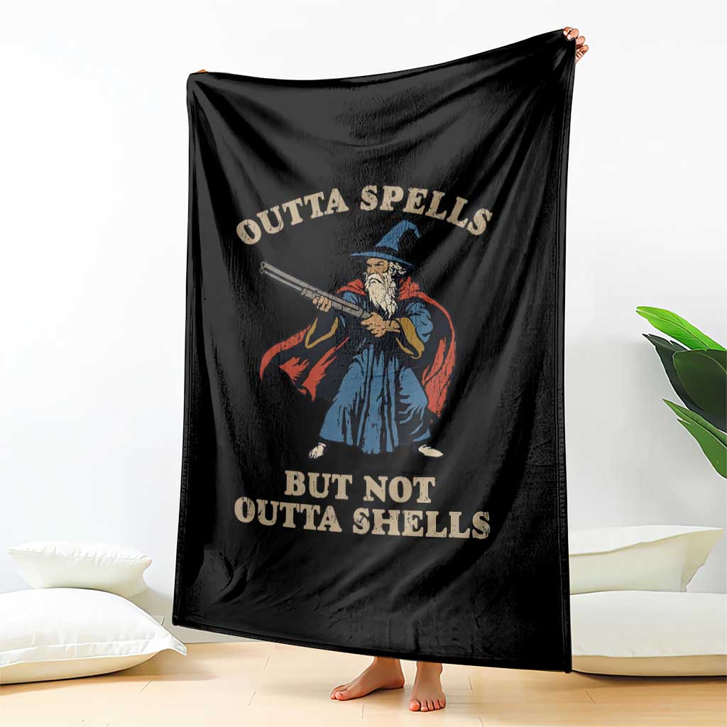 Outta Spells But Not Outta Shells Throw Blanket Funny Wizard Fantasy Meme TS02 Print Your Wear