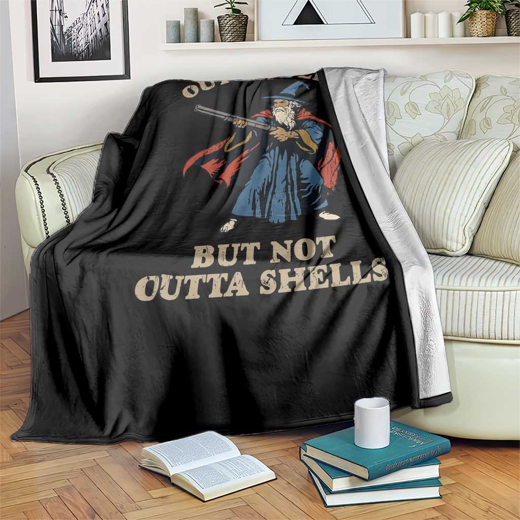Outta Spells But Not Outta Shells Throw Blanket Funny Wizard Fantasy Meme TS02 Print Your Wear