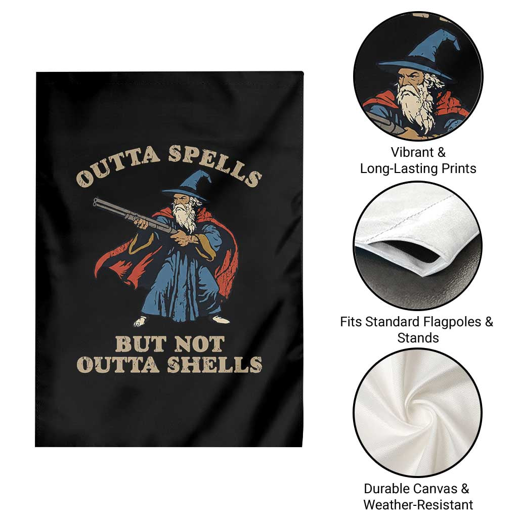 Outta Spells But Not Outta Shells Garden Flag Funny Wizard Fantasy Meme TS02 Print Your Wear