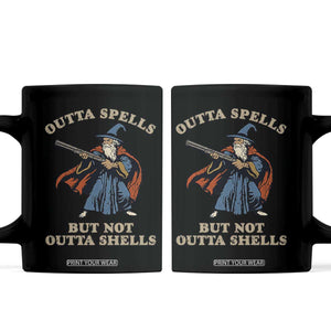 Outta Spells But Not Outta Shells Coffee Mug Funny Wizard Fantasy Meme TS02 Black Print Your Wear