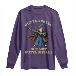 Outta Spells But Not Outta Shells Long Sleeve Shirt Funny Wizard Fantasy Meme TS02 Purple Print Your Wear