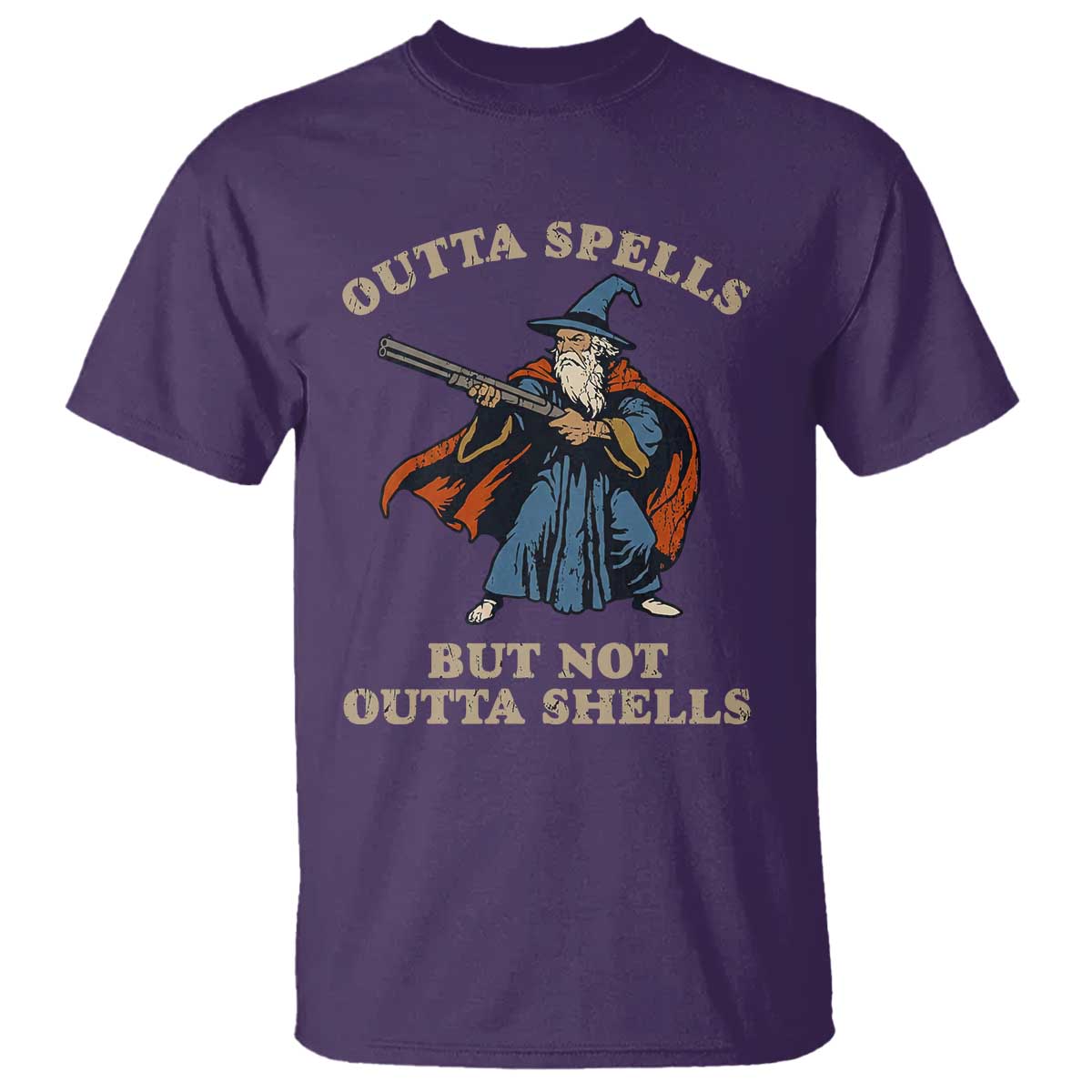 Outta Spells But Not Outta Shells T Shirt Funny Wizard Fantasy Meme TS02 Purple Print Your Wear
