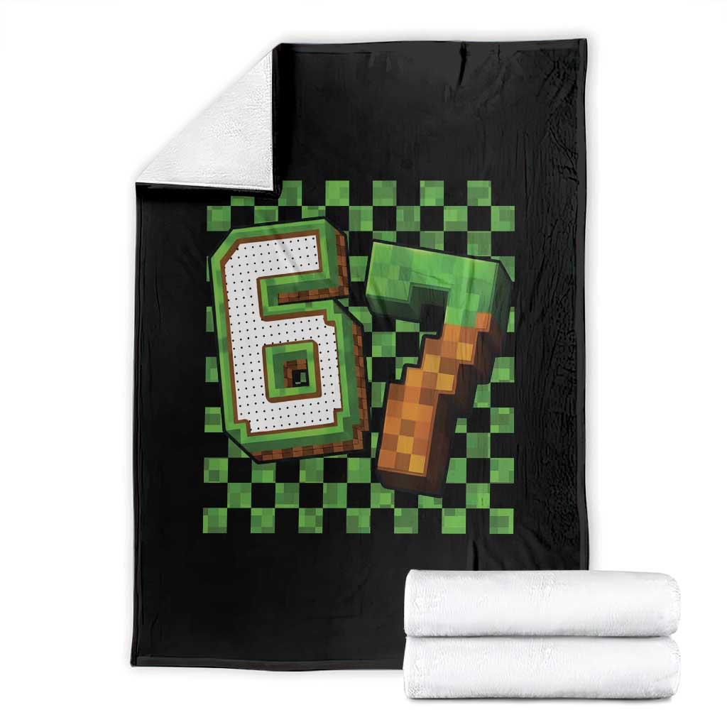Funny 67 Pixel Style Graphic Throw Blanket Viral Six Seven Meme Gamer TS02 Black Print Your Wear
