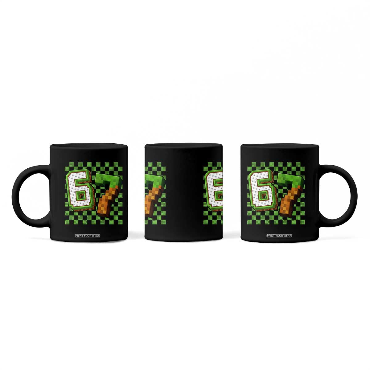 Funny 67 Pixel Style Graphic Coffee Mug Viral Six Seven Meme Gamer TS02 Print Your Wear