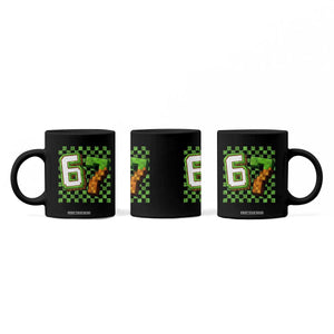 Funny 67 Pixel Style Graphic Coffee Mug Viral Six Seven Meme Gamer TS02 Print Your Wear