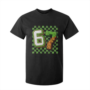 Funny 67 Pixel Style Graphic T Shirt For Kid Viral Six Seven Meme Gamer TS02 Black Print Your Wear