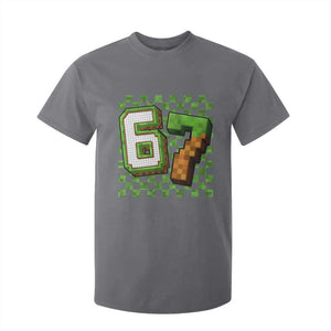 Funny 67 Pixel Style Graphic T Shirt For Kid Viral Six Seven Meme Gamer TS02 Charcoal Print Your Wear