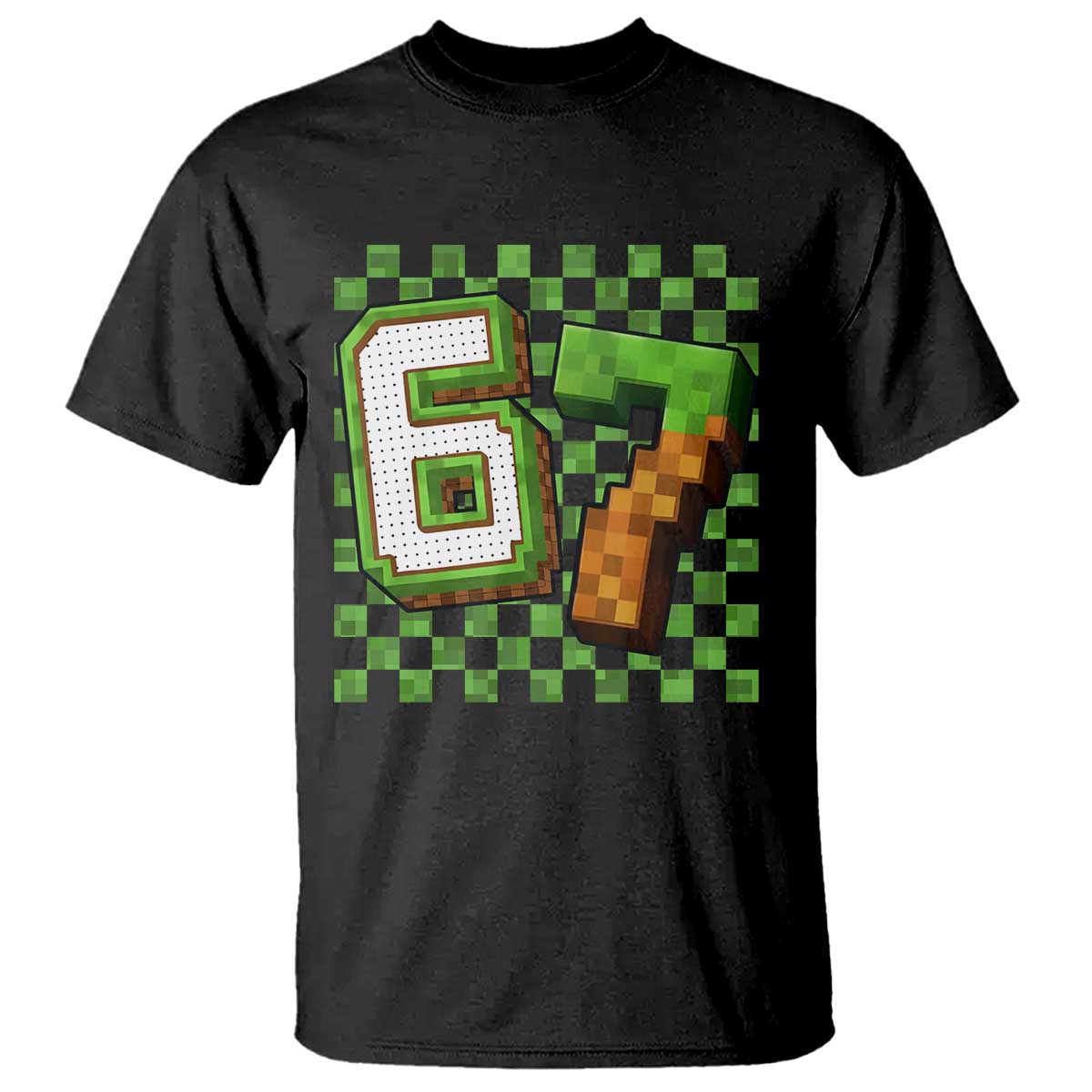 Funny 67 Pixel Style Graphic T Shirt Viral Six Seven Meme Gamer TS02 Black Print Your Wear