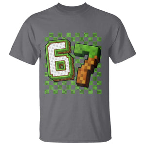 Funny 67 Pixel Style Graphic T Shirt Viral Six Seven Meme Gamer TS02 Charcoal Print Your Wear