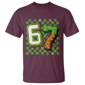 Funny 67 Pixel Style Graphic T Shirt Viral Six Seven Meme Gamer TS02 Maroon Print Your Wear