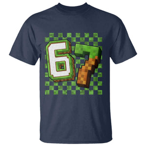Funny 67 Pixel Style Graphic T Shirt Viral Six Seven Meme Gamer TS02 Navy Print Your Wear