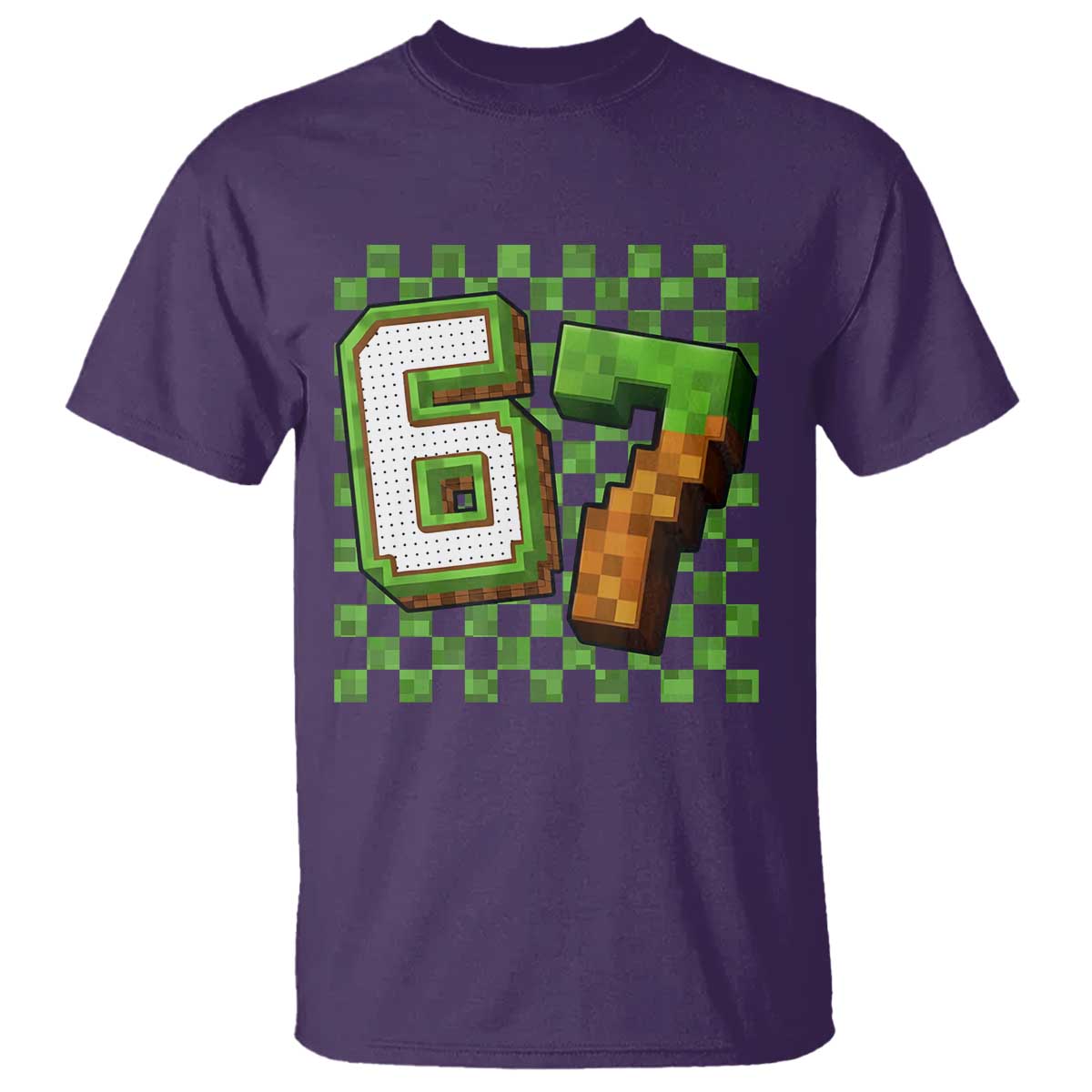 Funny 67 Pixel Style Graphic T Shirt Viral Six Seven Meme Gamer TS02 Purple Print Your Wear