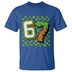 Funny 67 Pixel Style Graphic T Shirt Viral Six Seven Meme Gamer TS02 Royal Blue Print Your Wear