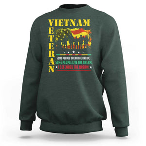 Vietnam Veteran Sweatshirt Patriots Defended The Dream American Flag TS02 Dark Forest Green Print Your Wear