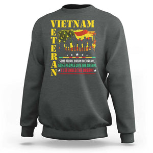 Vietnam Veteran Sweatshirt Patriots Defended The Dream American Flag TS02 Dark Heather Print Your Wear