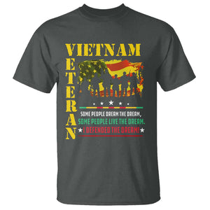 Vietnam Veteran T Shirt Patriots Defended The Dream American Flag TS02 Dark Heather Print Your Wear