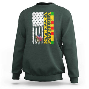 Vietnam Veteran Sweatshirt Honor Patriotic Soldier American Flag TS02 Dark Forest Green Print Your Wear