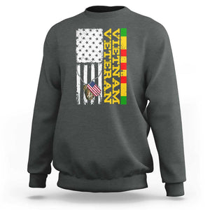 Vietnam Veteran Sweatshirt Honor Patriotic Soldier American Flag TS02 Dark Heather Print Your Wear