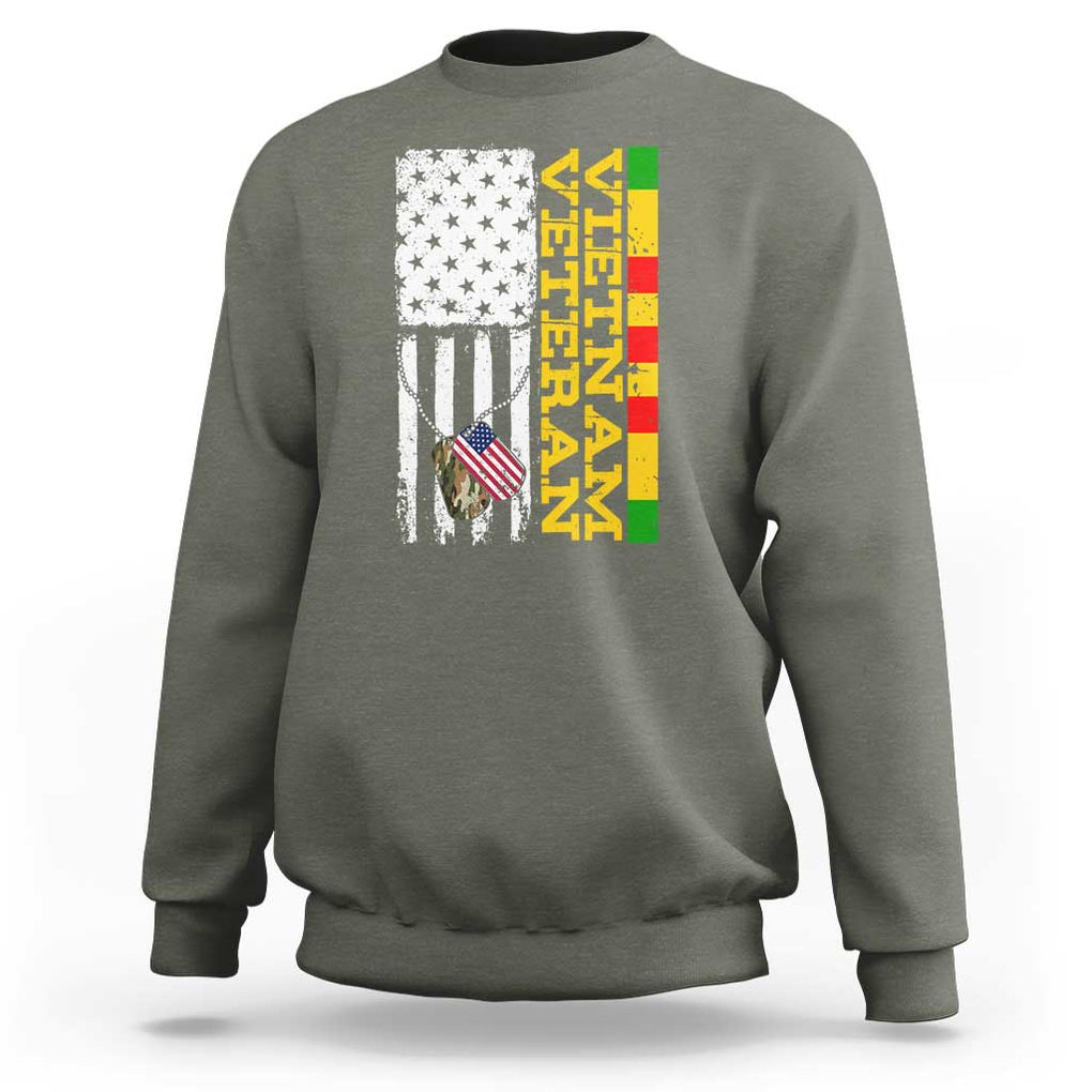 Vietnam Veteran Sweatshirt Honor Patriotic Soldier American Flag TS02 Military Green Print Your Wear