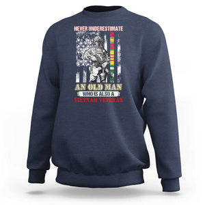 Vietnam Veteran Sweatshirt Never Underestimate An Old Man American Flag TS02 Navy Print Your Wear